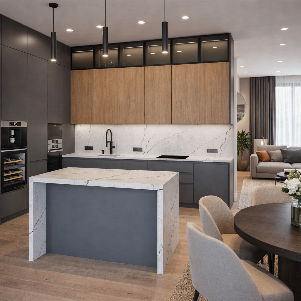 Кухня Эмаль и Шпон дуба - фото 1 | «TSS Mebel»