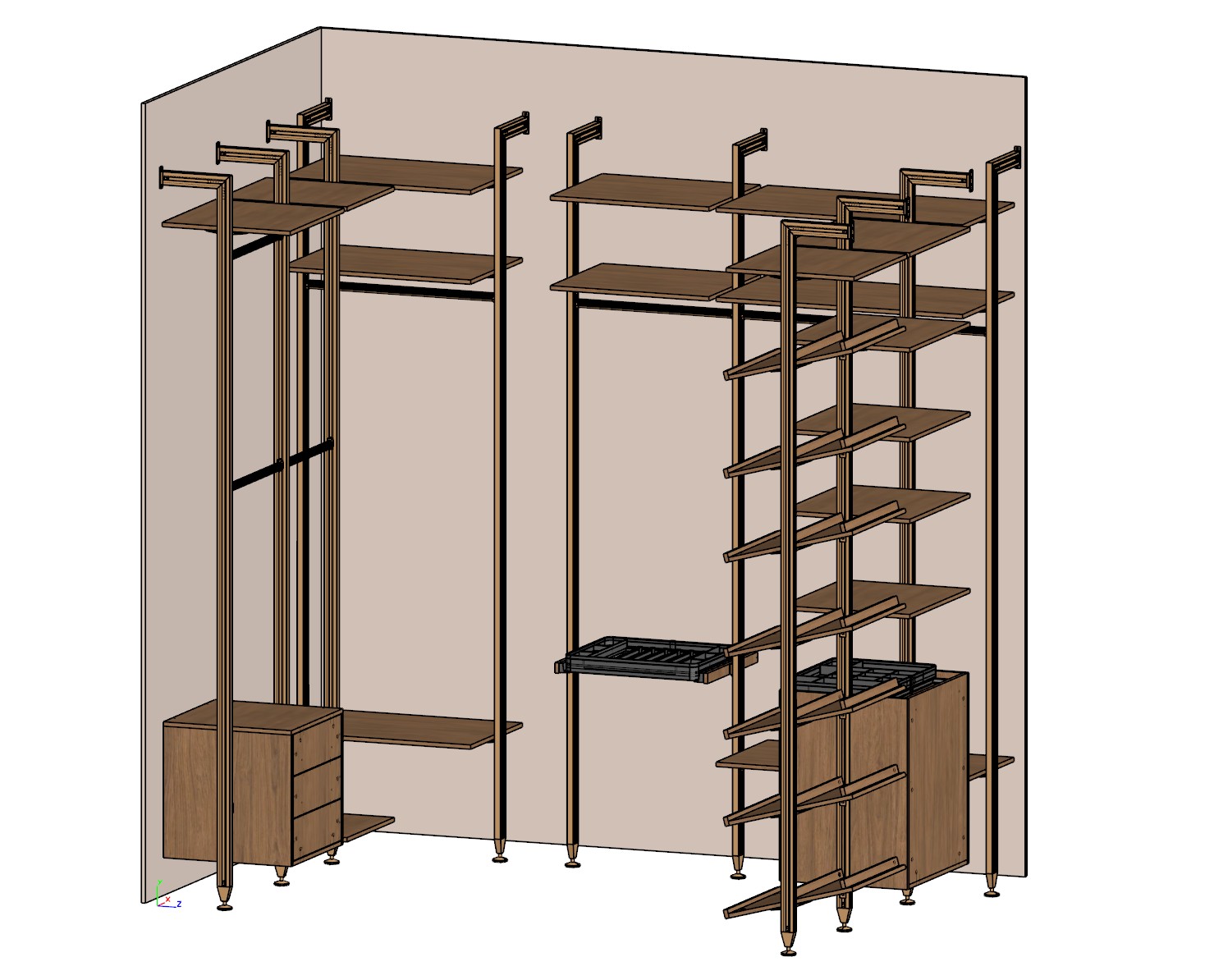 Гардеробная система Дуб Каселла коричневый - фото 2 | «TSS Mebel»