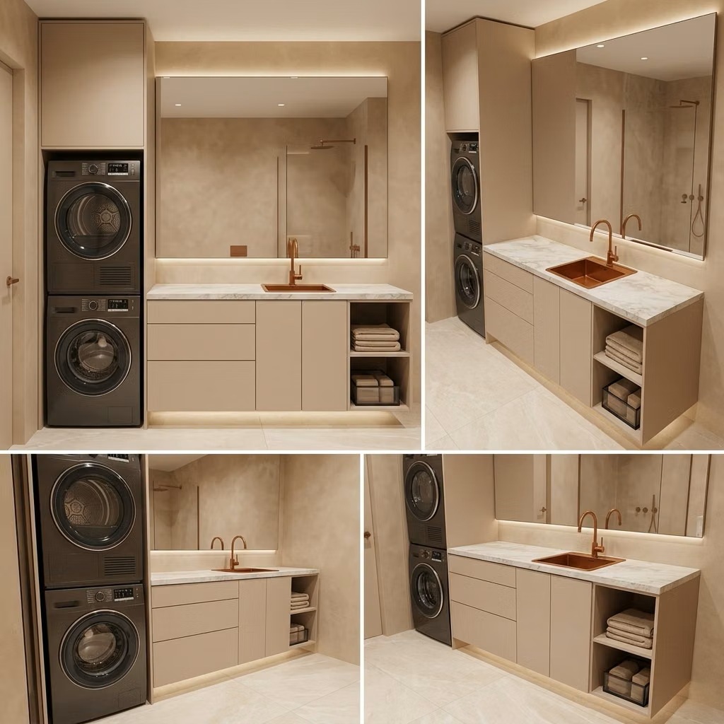 Современная ванная комната с прачечной зоной - фото 1 | «TSS Mebel» Современная ванная комната с прачечной зоной - фото 1 | «TSS Mebel»